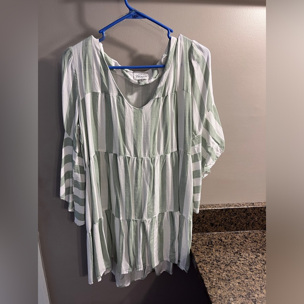Striped Green and White Dress